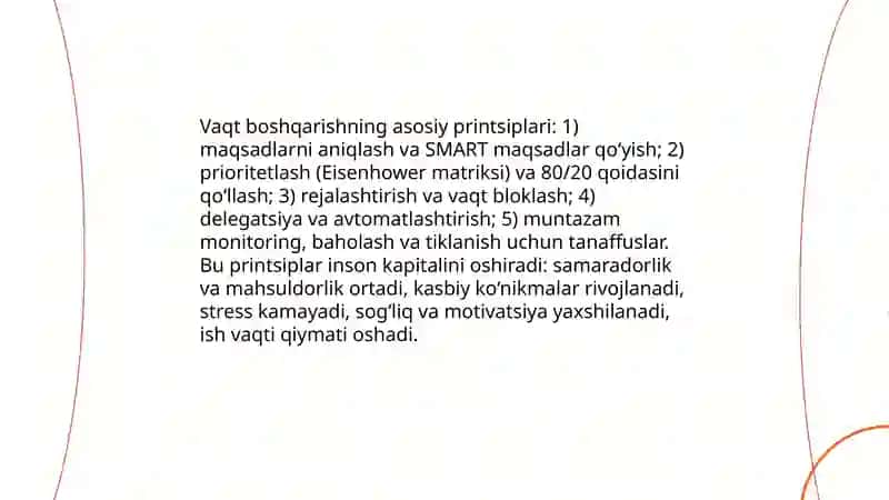 Inson kapitali sifatida vaqt va resurslarni samarali boshqarish 3