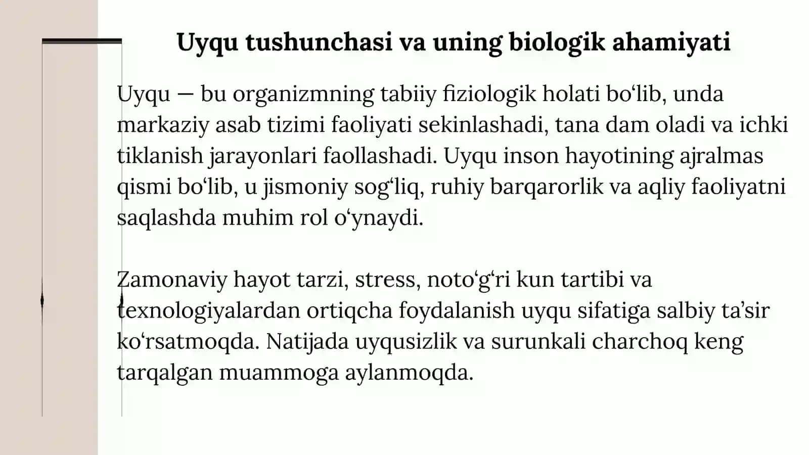 Umumiy jismoniy va hissiy holat uchun uyquning ahamiyati 3