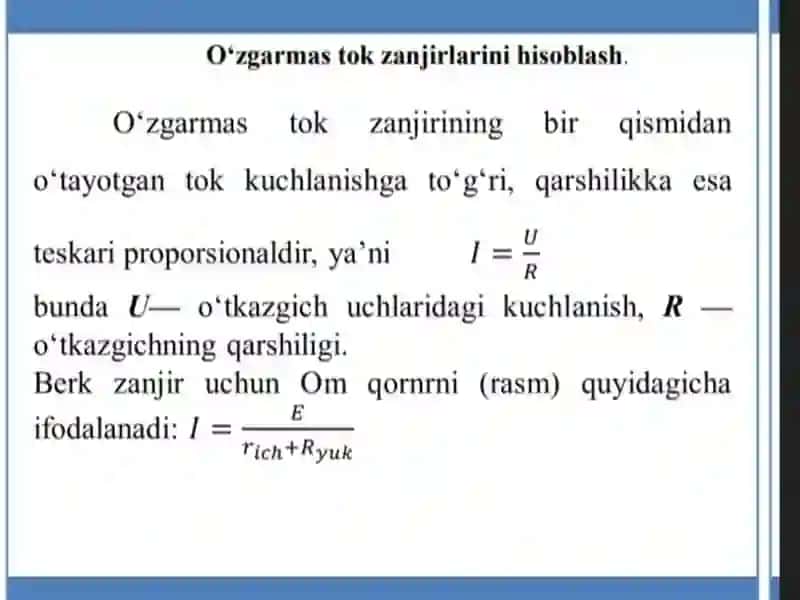 Oʻzgarmas tok qonunlari 3