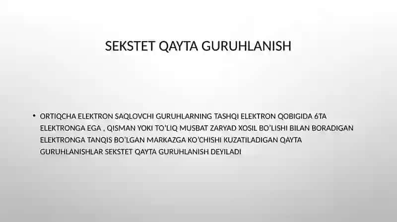 Sekstet qayta guruhlanish reaksiyalari. 3