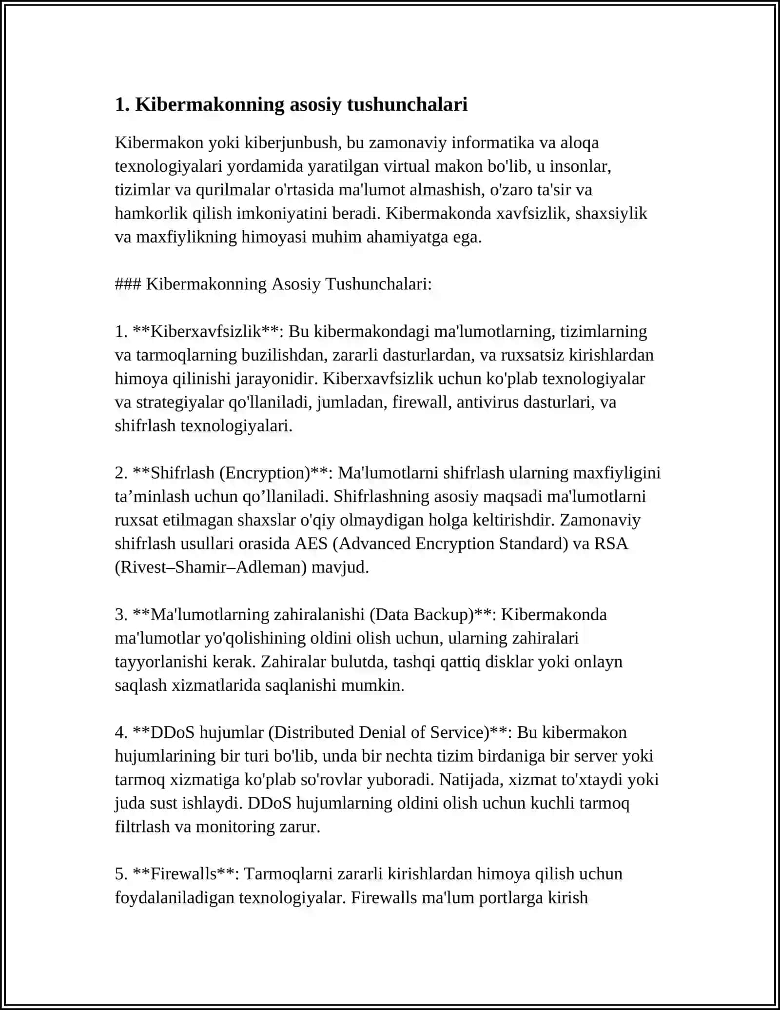 KIBER MAKON, KIBER TERRORIZM KIBER ZO'RAVONLIK (CYBER BULLYING) TUSHUNCHALARI MOHIYATI 3
