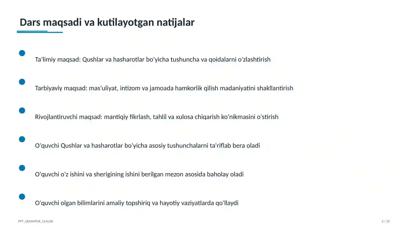 Qushlar va hasharotlar (2-sinf) 3