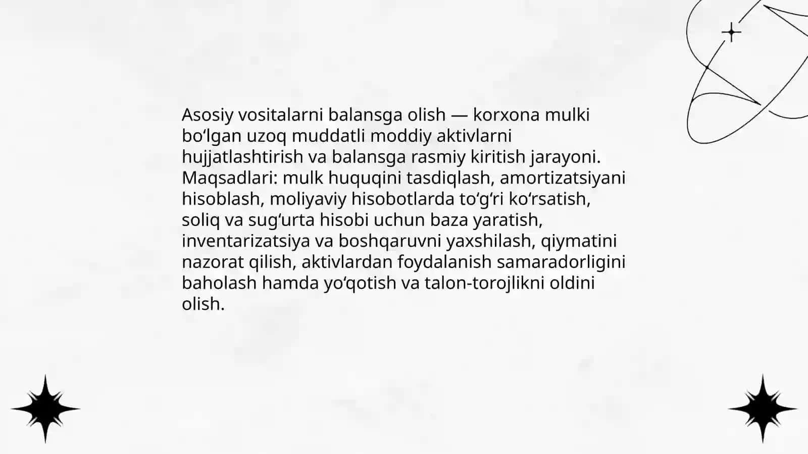 Asosiy vositalarni balansga olish 3