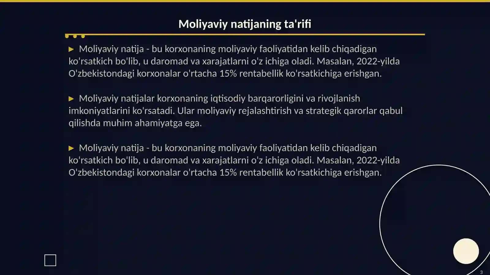 Korxonaning moliyaviy natijasi va uning shakllanishi 3