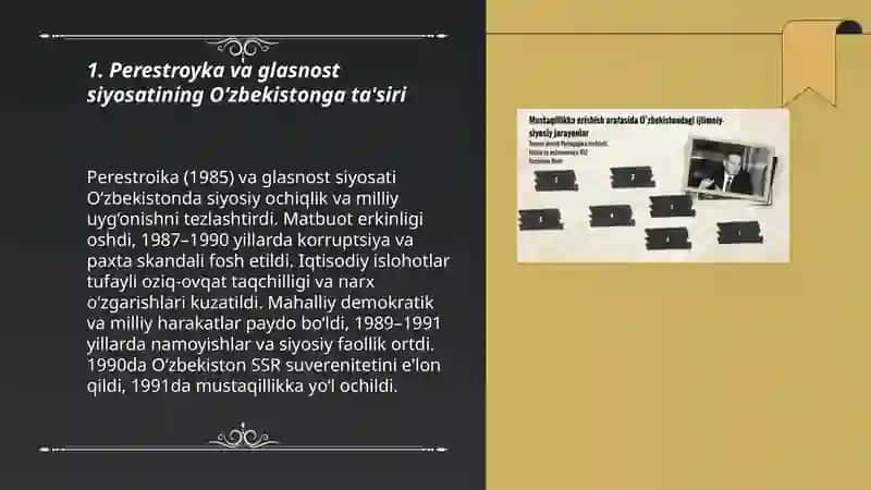 Mustaqillikka erishish arafasida O‘zbekistondagi ijtimoiy-siyosiy jarayonlar. 3