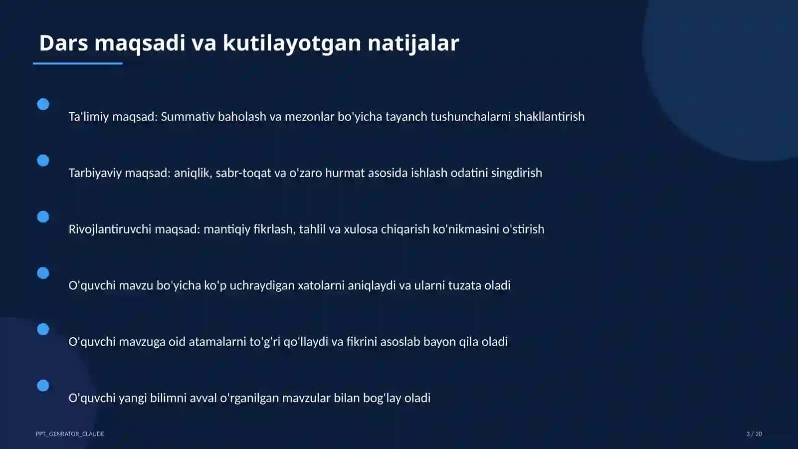 Summativ baholash va mezonlar 3