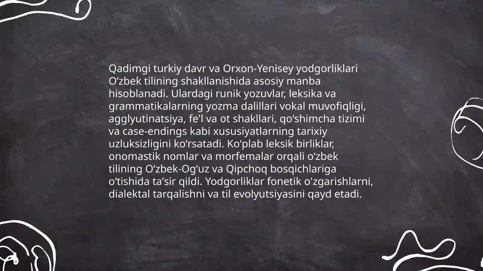 Qadimgi turkiy davr va Orxon-Yenisey yodgorliklari Oʻzbek tilining shakllanishi 3