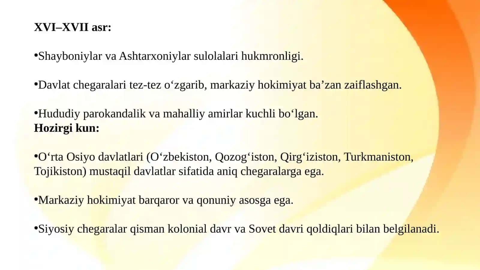 Shayboniylar va Ashtarxoniylar sulolalari hukmronligi 3