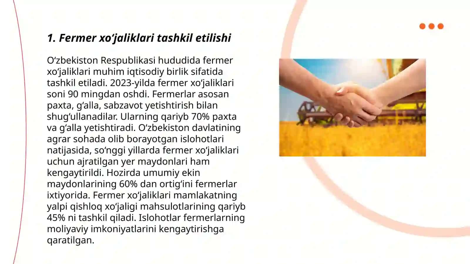 Fermer xo‘jaliklari tashkil etilishi 3