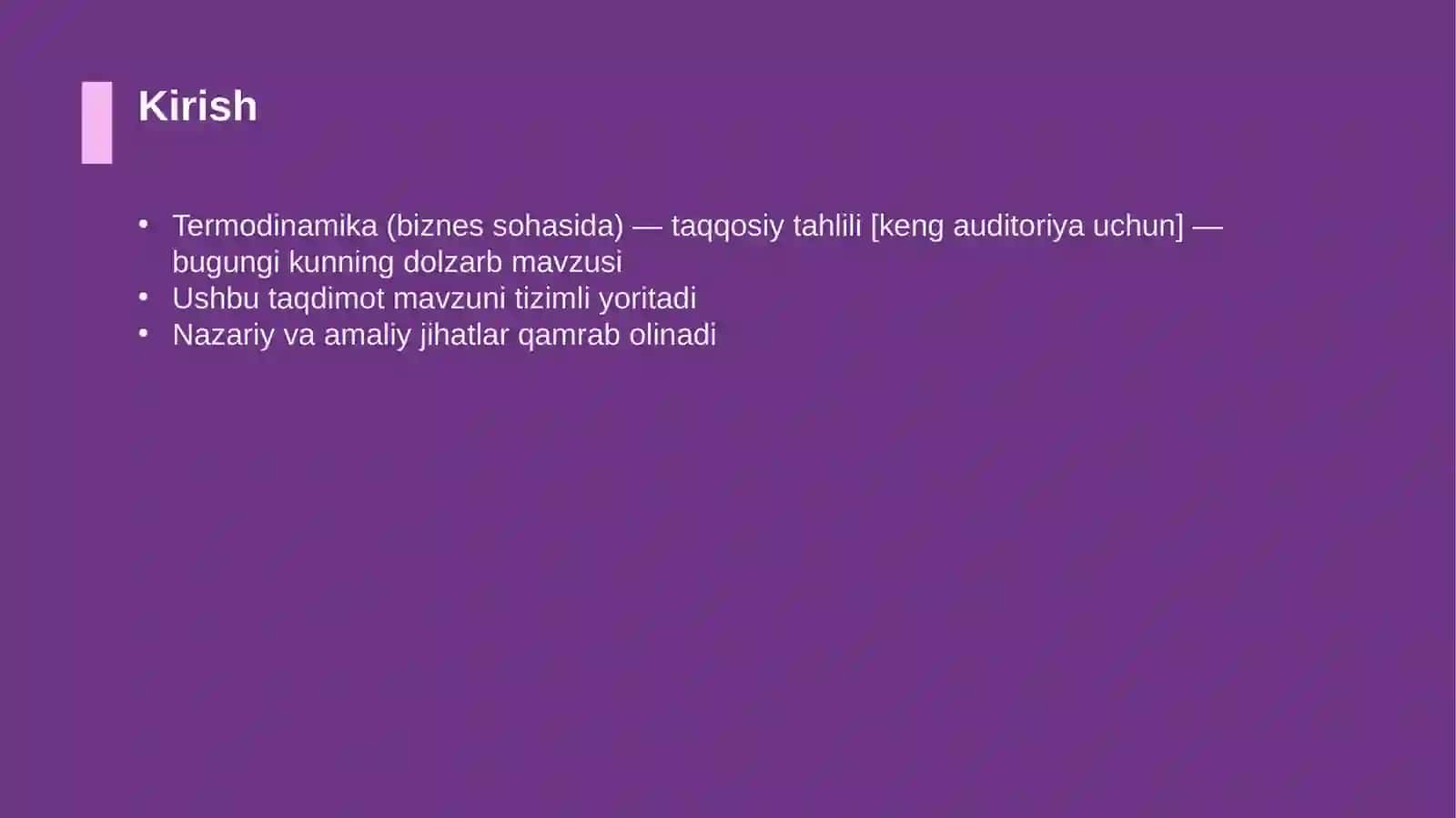 Termodinamika (biznes sohasida) — taqqosiy tahlili [keng auditoriya uchun] 3