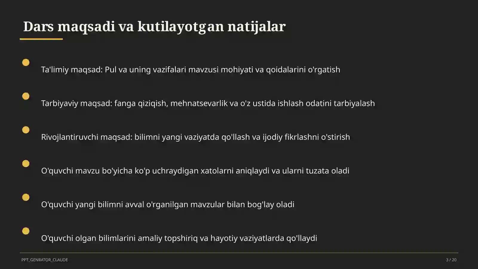 Pul va uning vazifalari (9-sinf) 3