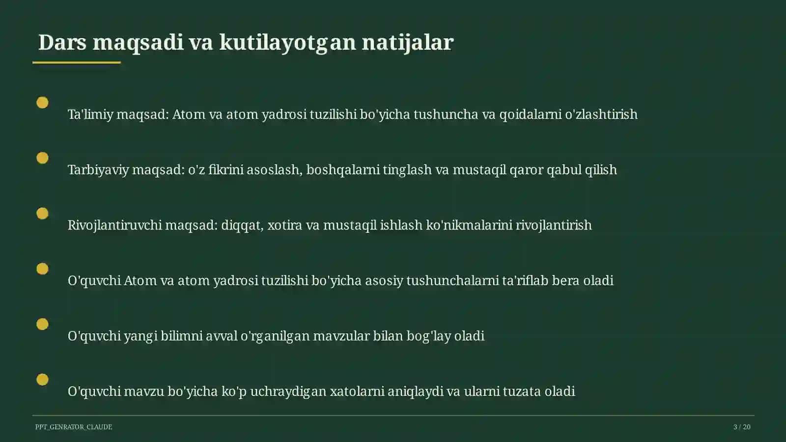 Atom va atom yadrosi tuzilishi (11-sinf) 3
