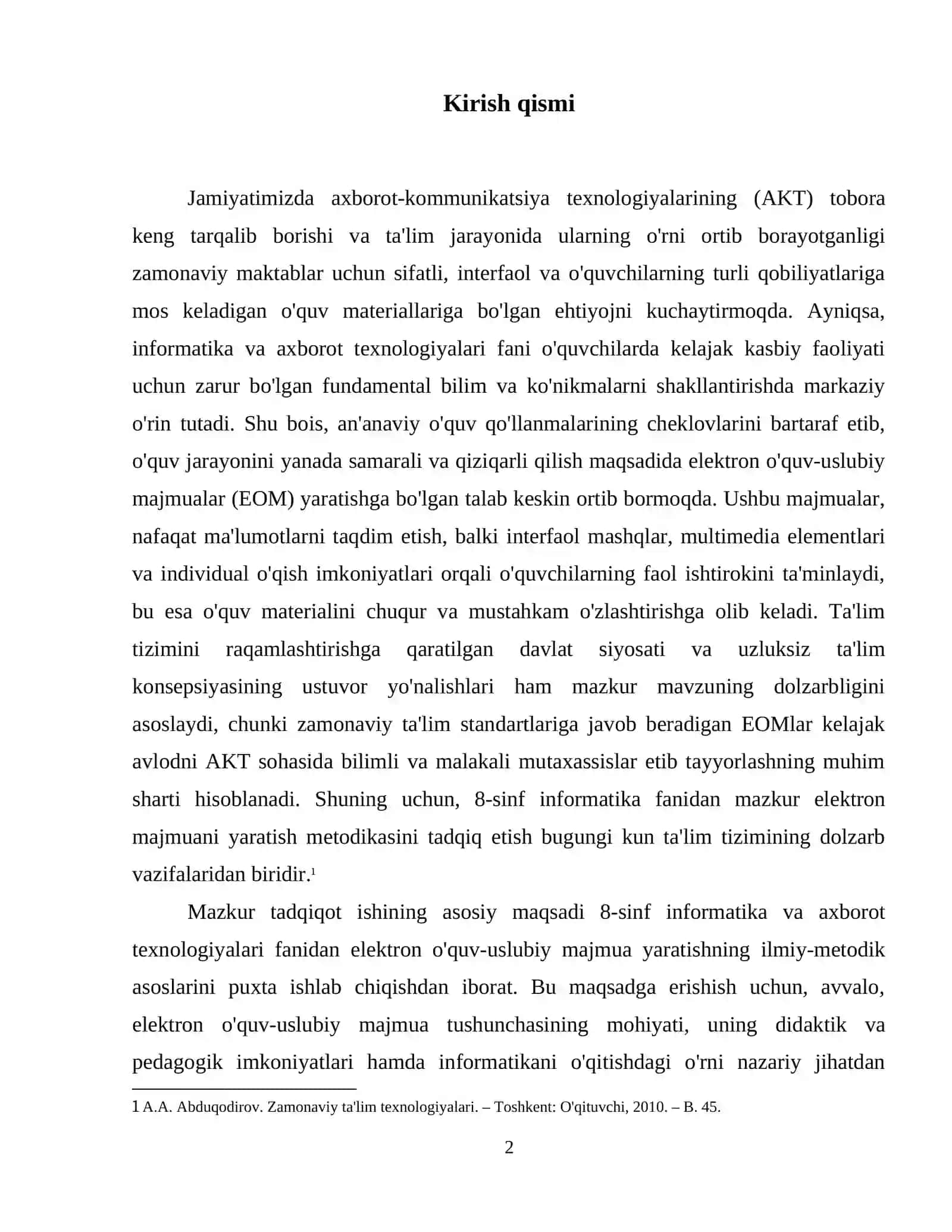 8-sinf Informatika va axborot texnologiyalari fanidan elektron o'quv-uslubiy majmua yaratish metodikasi. 3