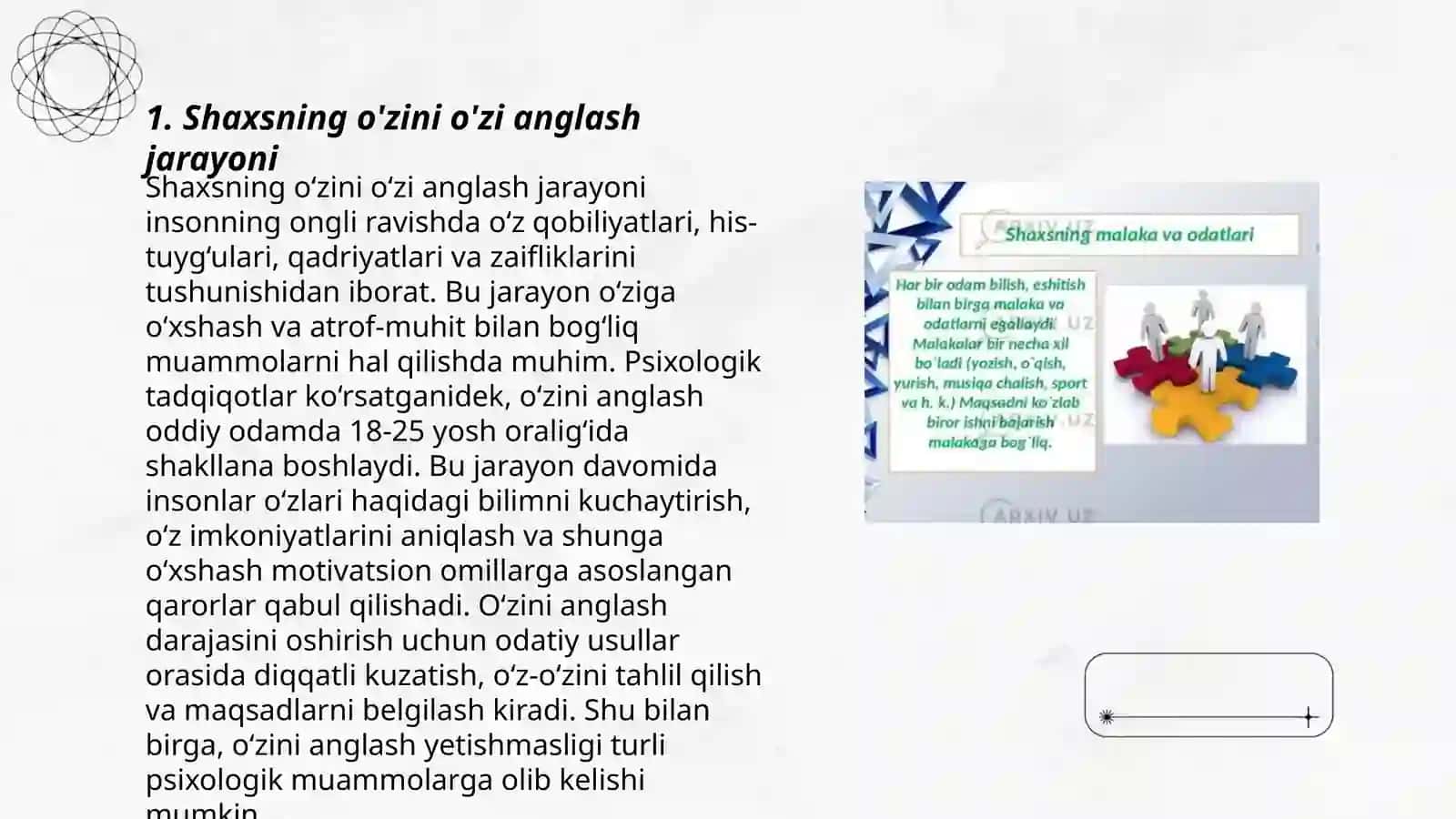 Shaxsning o'zini-o'zi tarbiyalash muammosi 3