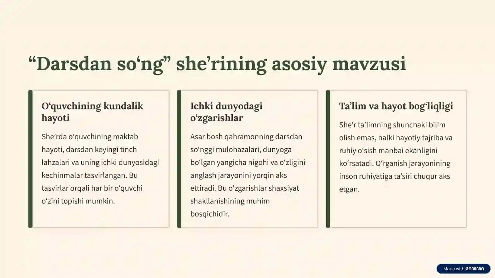 "Darsdan so‘ng" she’ri 3