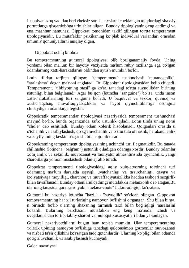 Temperament va asab tizimi xususiyatlari diagnostikasi. Ko‘p omilli shaxsning o‘rganish so‘rovnomalari. 3