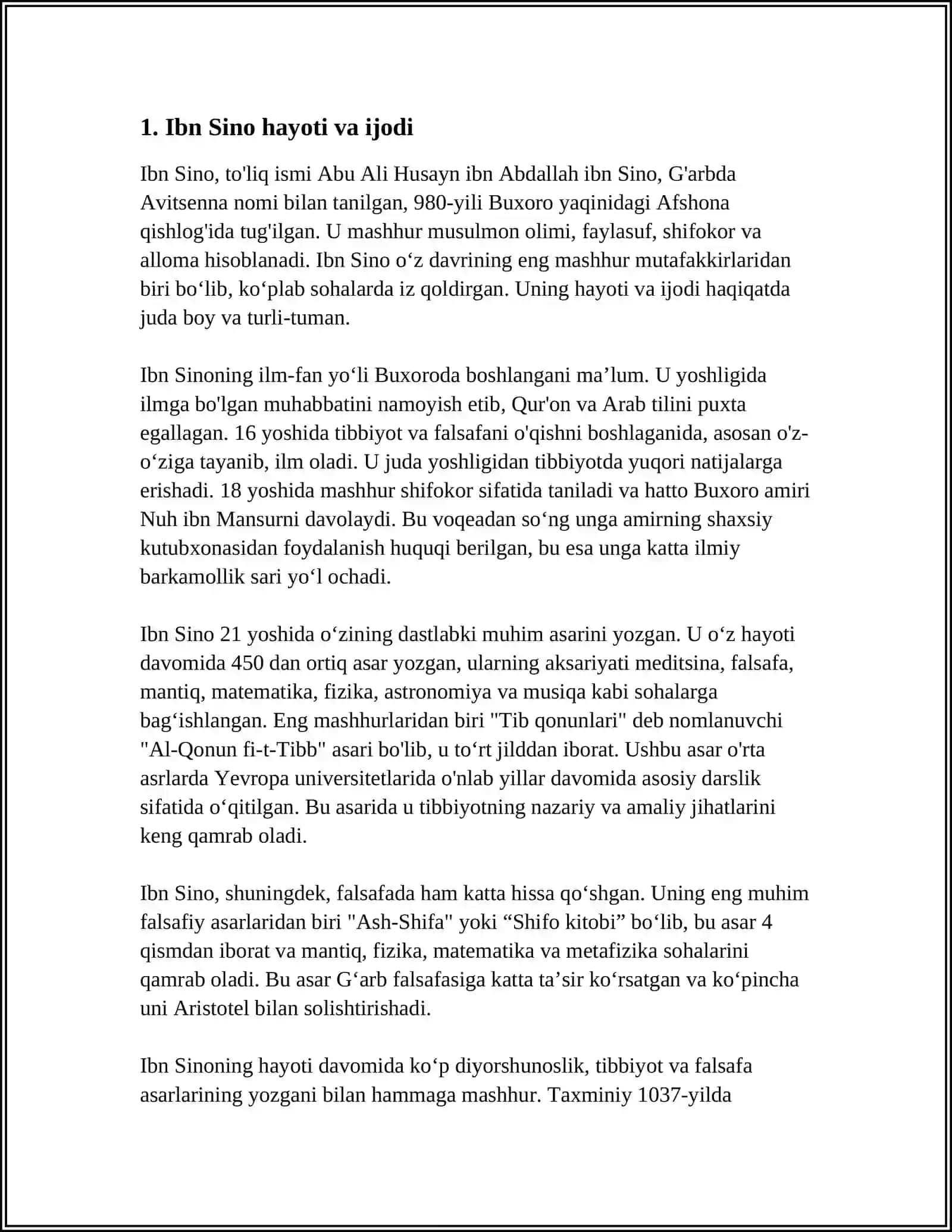 MUSTAQIL ISH Mavzu: IBN SINO IZDOSHLARI 3