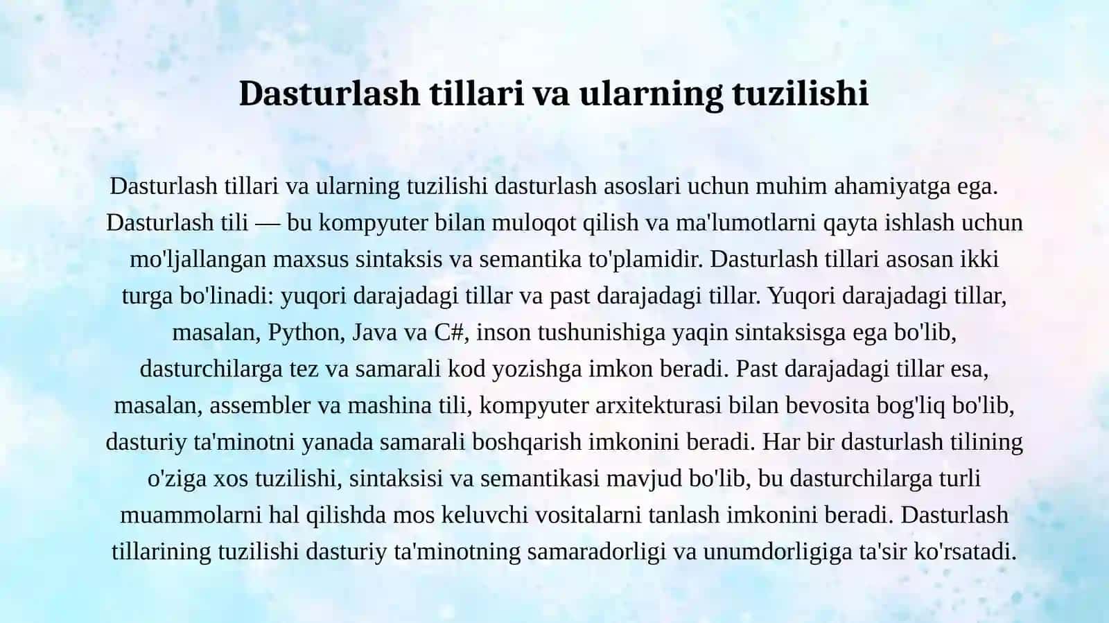 Algoritmlashtrish va dasturlash asoslari 3