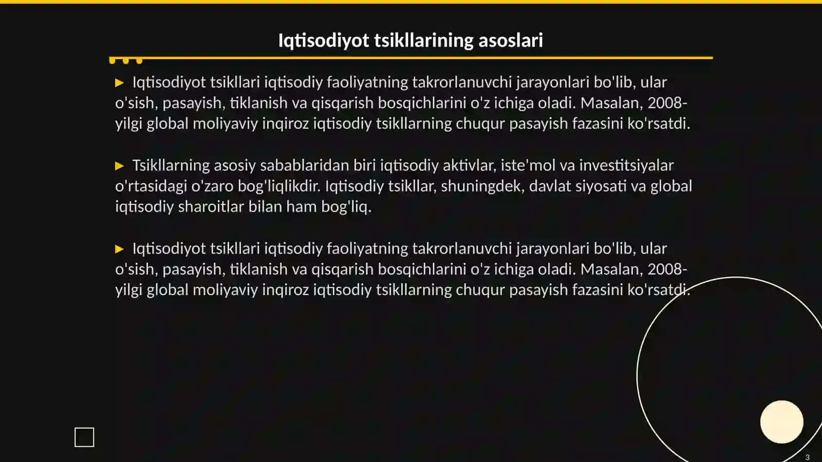 Iqtisodiyotning tsiklligi 3