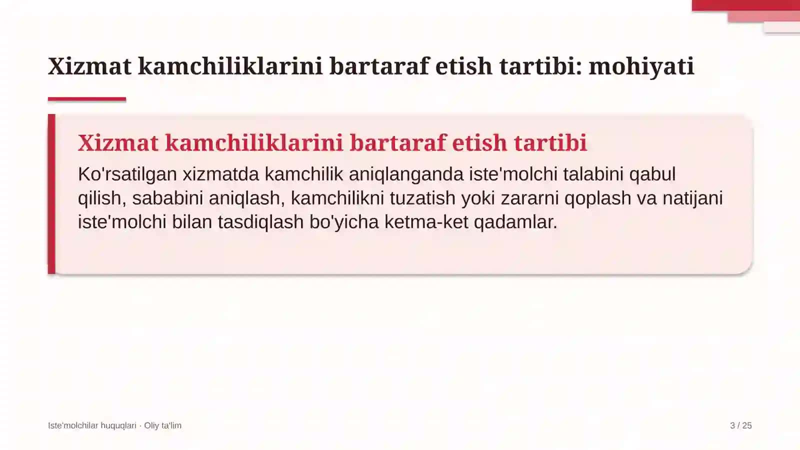 qo'riqlash xizmatlarida xizmat ko'rsatishdagi kamchiliklarni bartaraf etish tartibi 9224 3