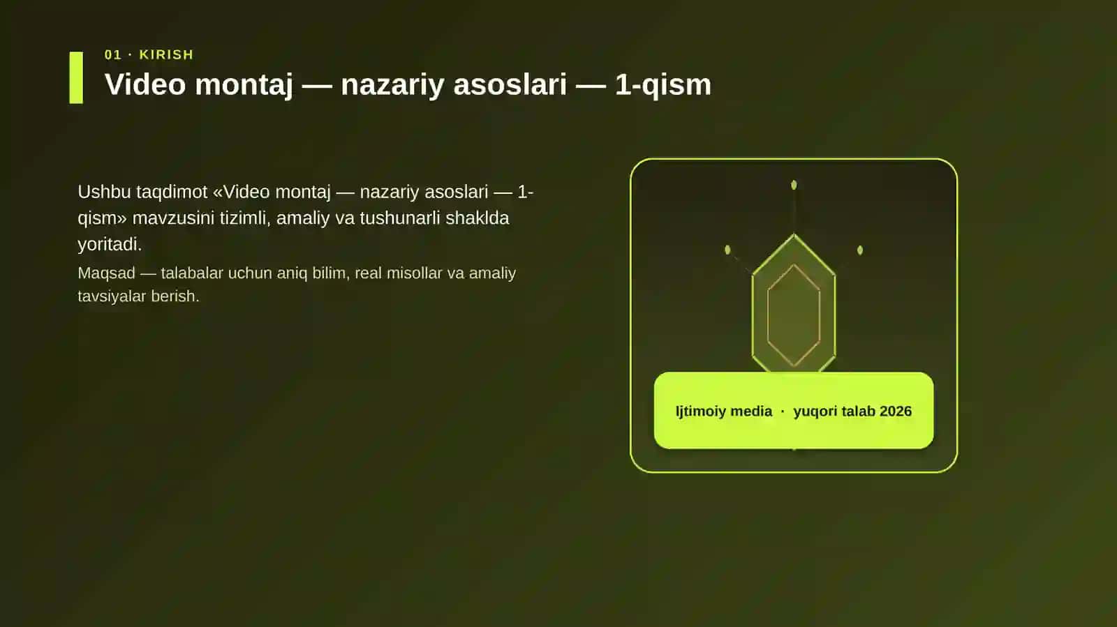 Video montaj — nazariy asoslari — 1-qism 3