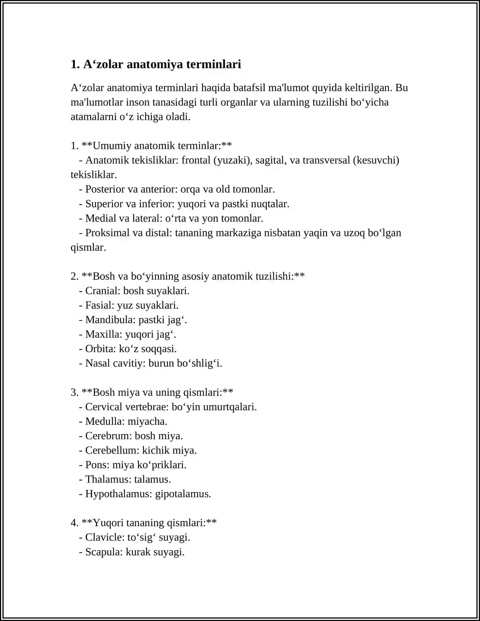 A‘zolar anatomiya terminlari 3