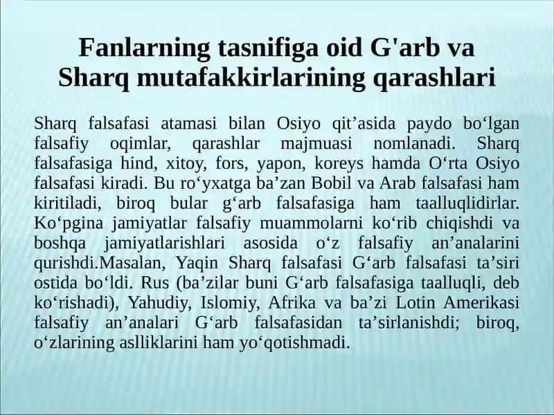 Sharq va G'arb falsafasini o'rganish 3