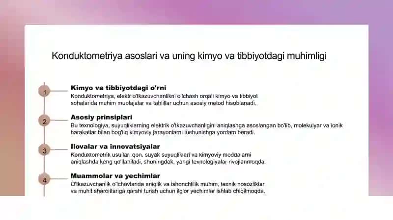 Konduktometriya Kimyo va tibbiyot nuqtayi nazari 3