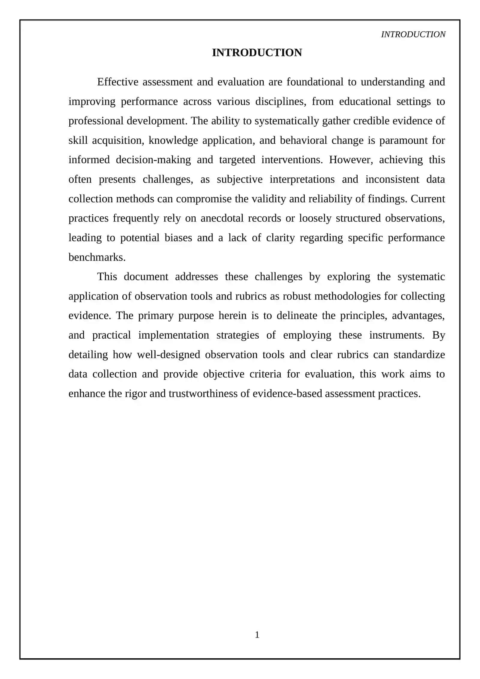 Course Work on Observation Tools and Rubrics 3