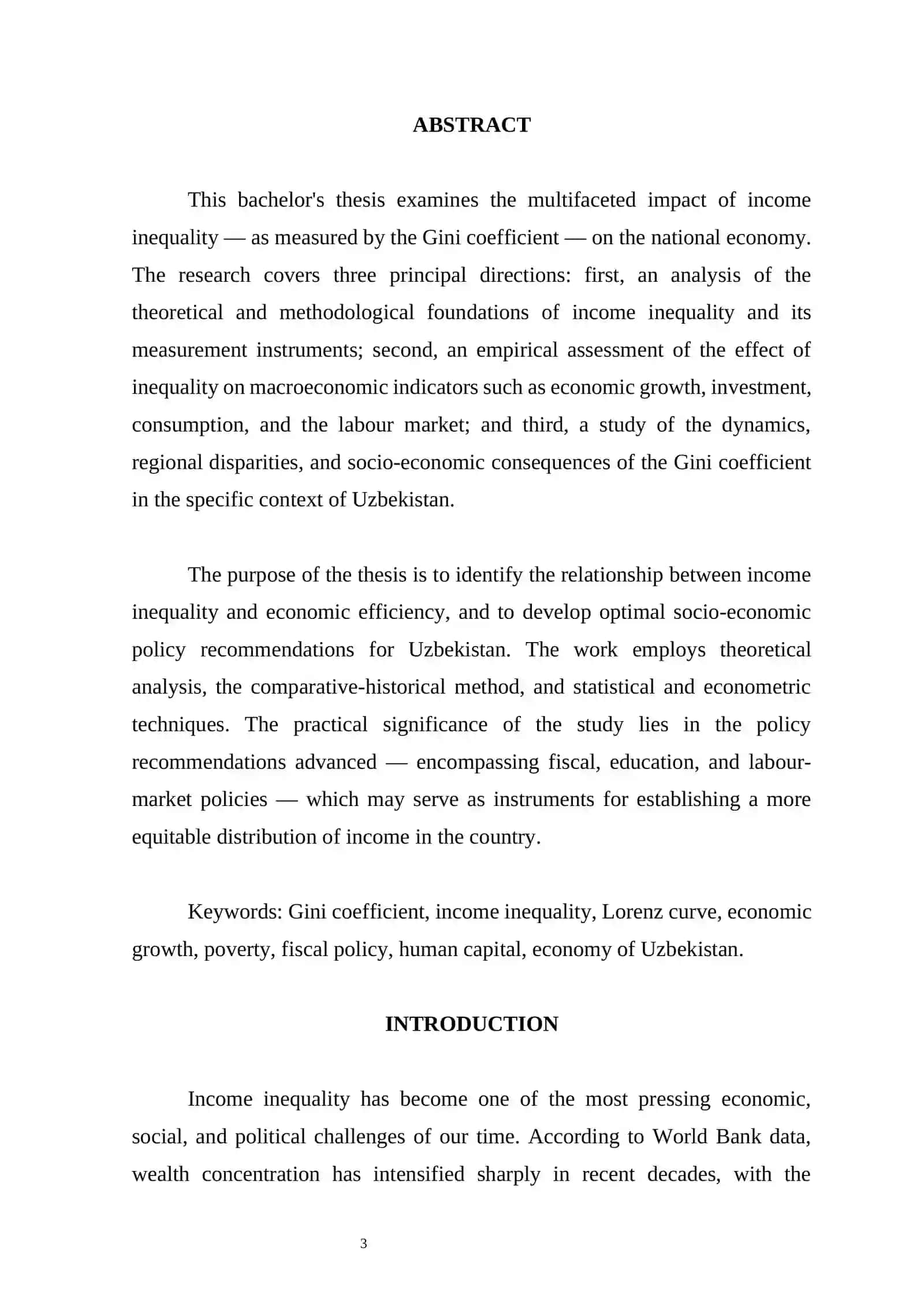 THE IMPACT OF INCOME INEQUALITY (GINI COEFFICIENT) ON ECONOMY 3
