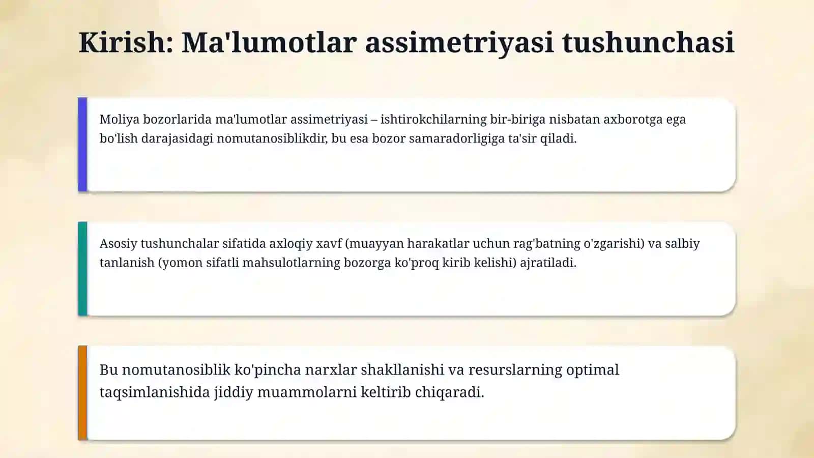 Moliya bozorida maʼlumotlar assimetriyasi va uning kamchiliklari 3