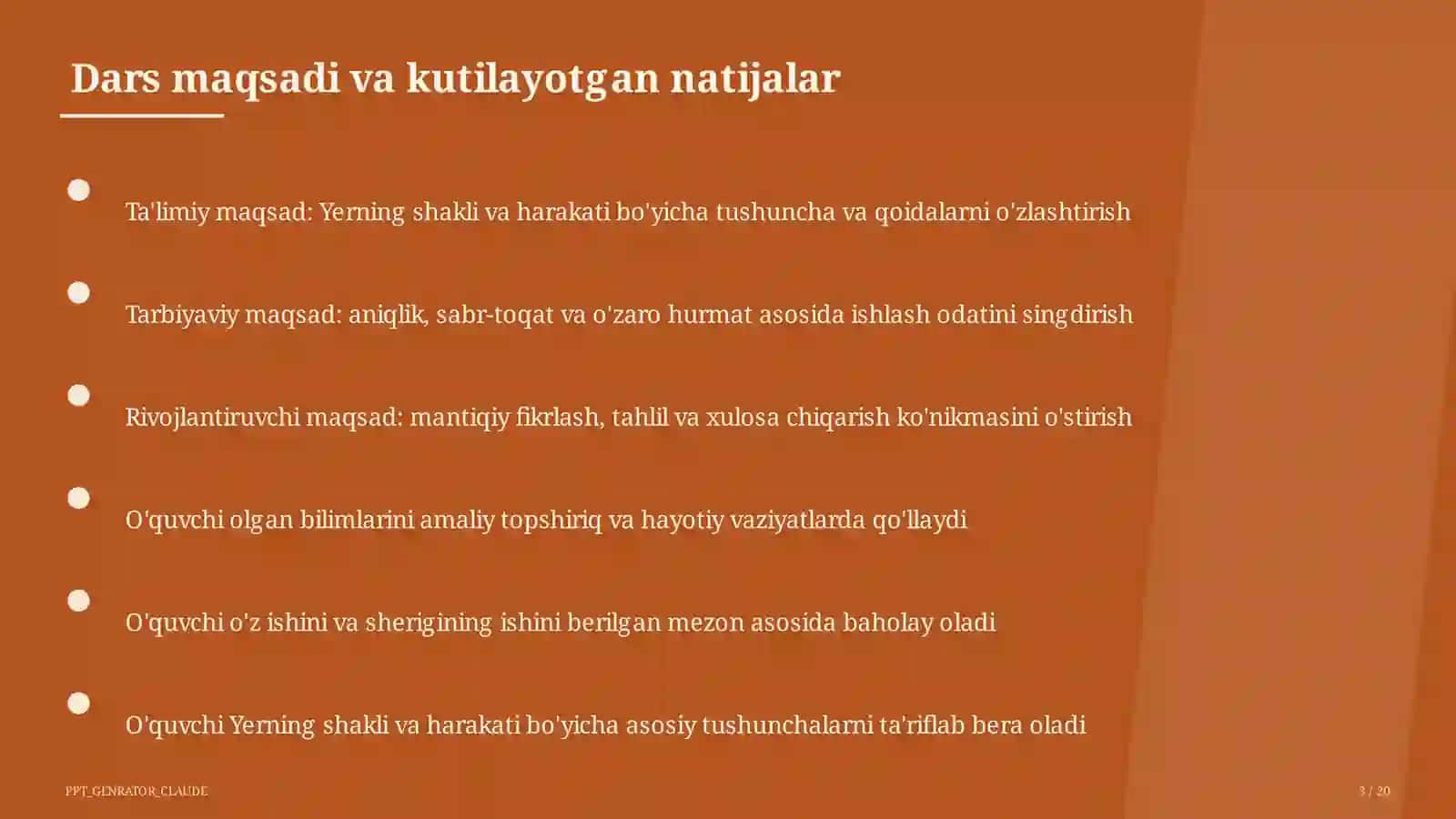 Yerning shakli va harakati (5-sinf) Geografiya (5– 11) — takrorlash darsi uchun 3