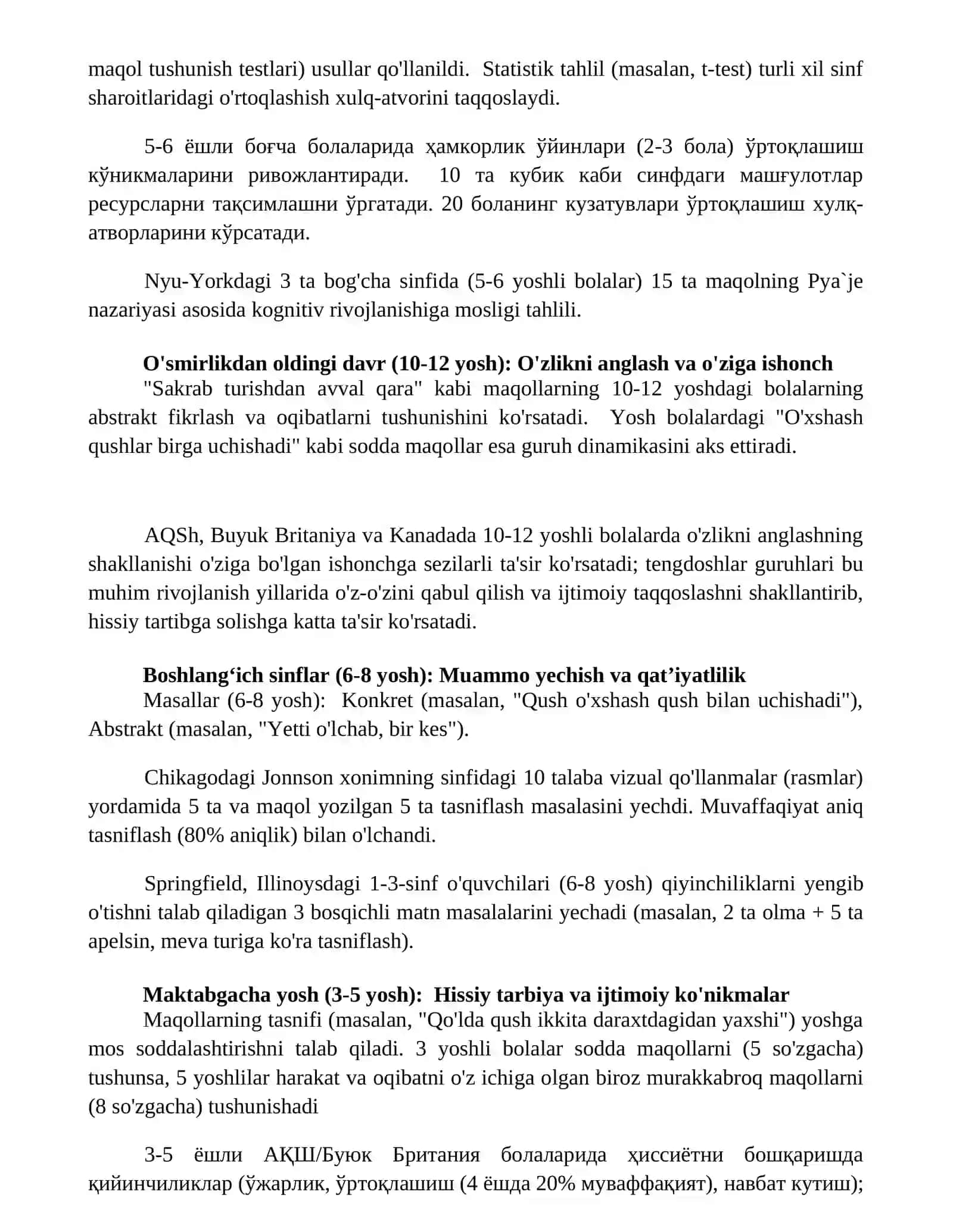 Maqollarni bolalar yosh xususiyatlaridan kelib chiqib tasniflang 3