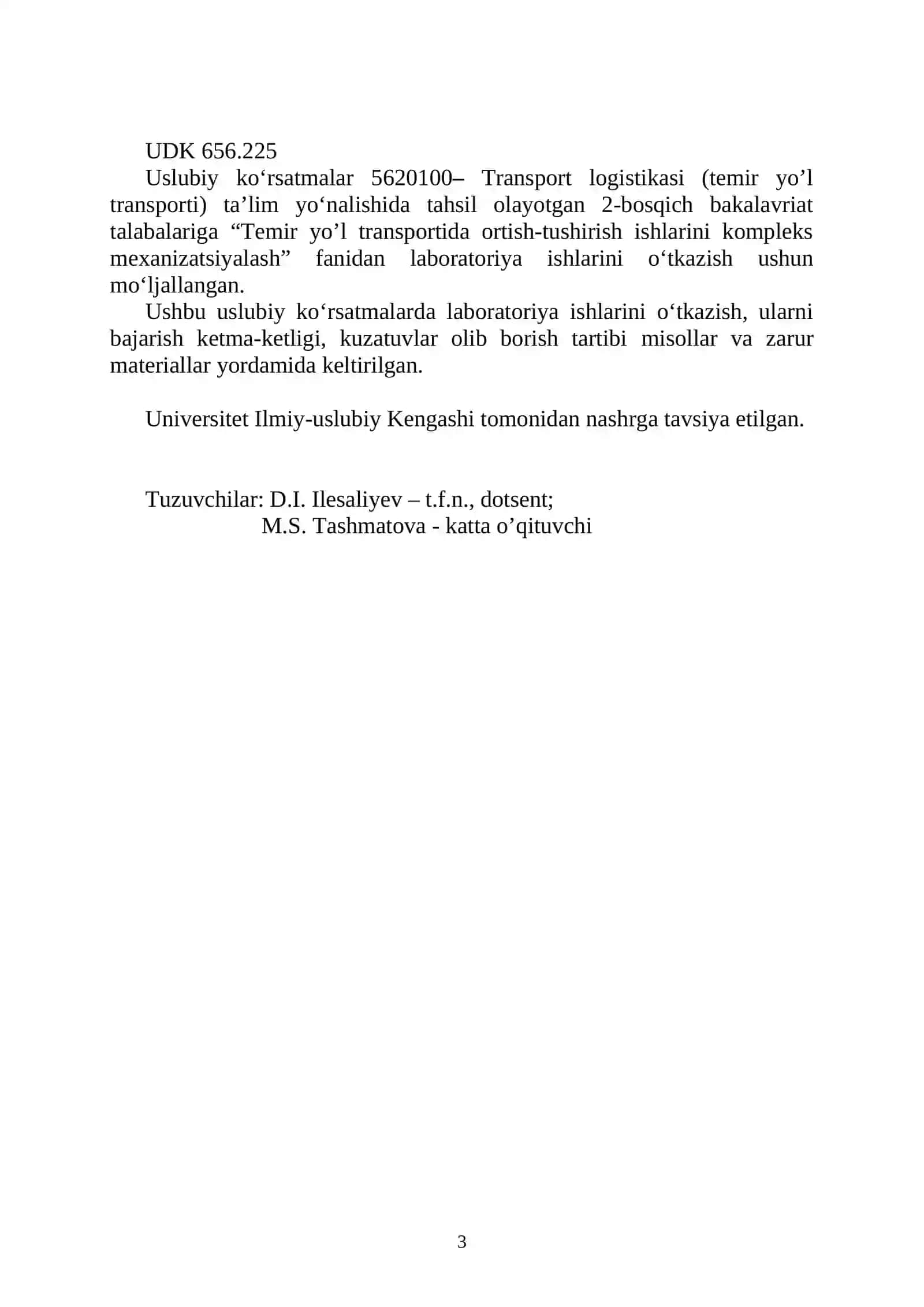 Temir yo’l transportida ortish-tushirish ishlarini kompleks mexanizatsiyalash 3