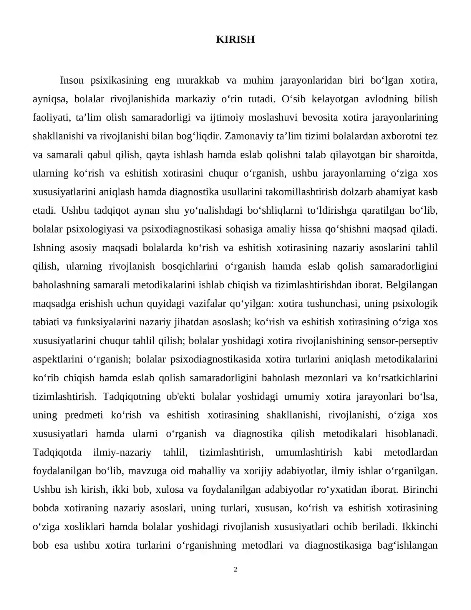 Ko‘rish va eshitish xotirasini o‘rganish. Eslab qolish metodikasi 3