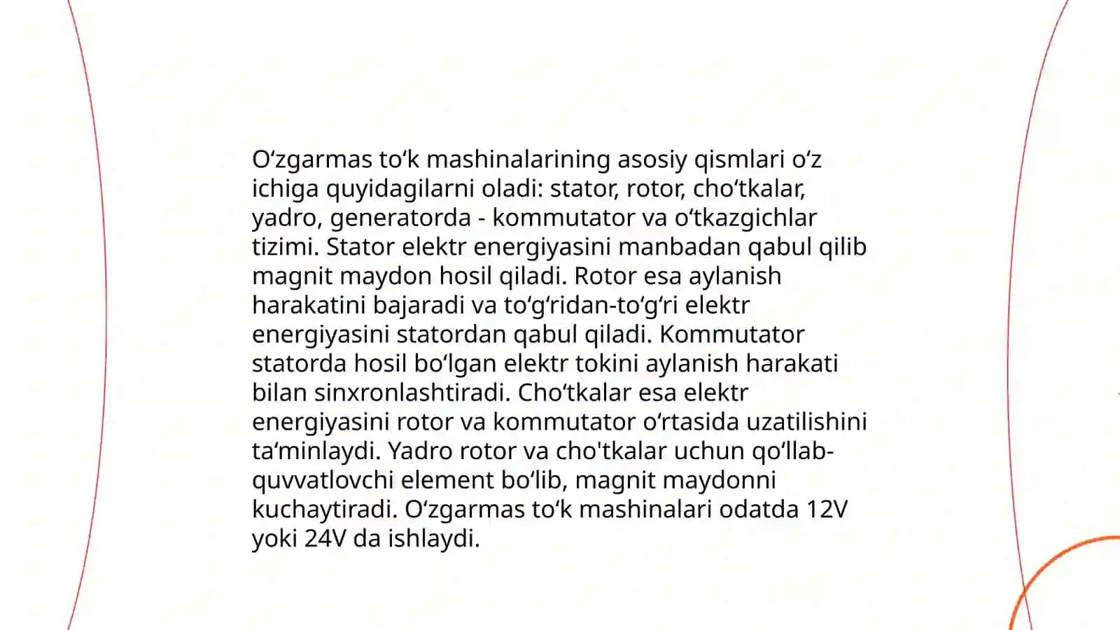 O‘zgarmas to‘k mashinalarining tavsiflari. O‘zgaruvchan to‘k mashinalarining tavsiflari 3