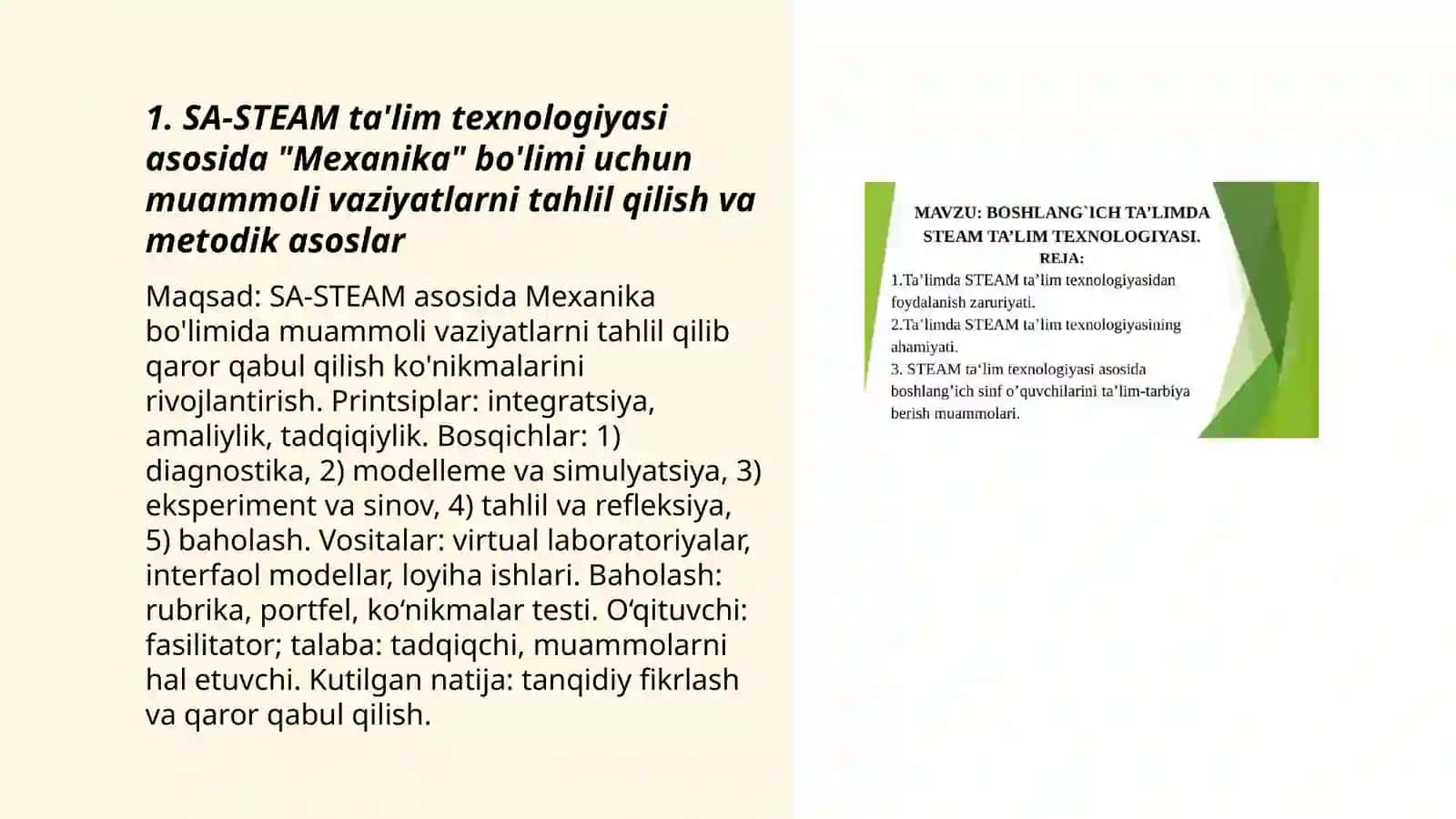 Metodik ishlanma "Mexanika boʻlimi" uchun 3