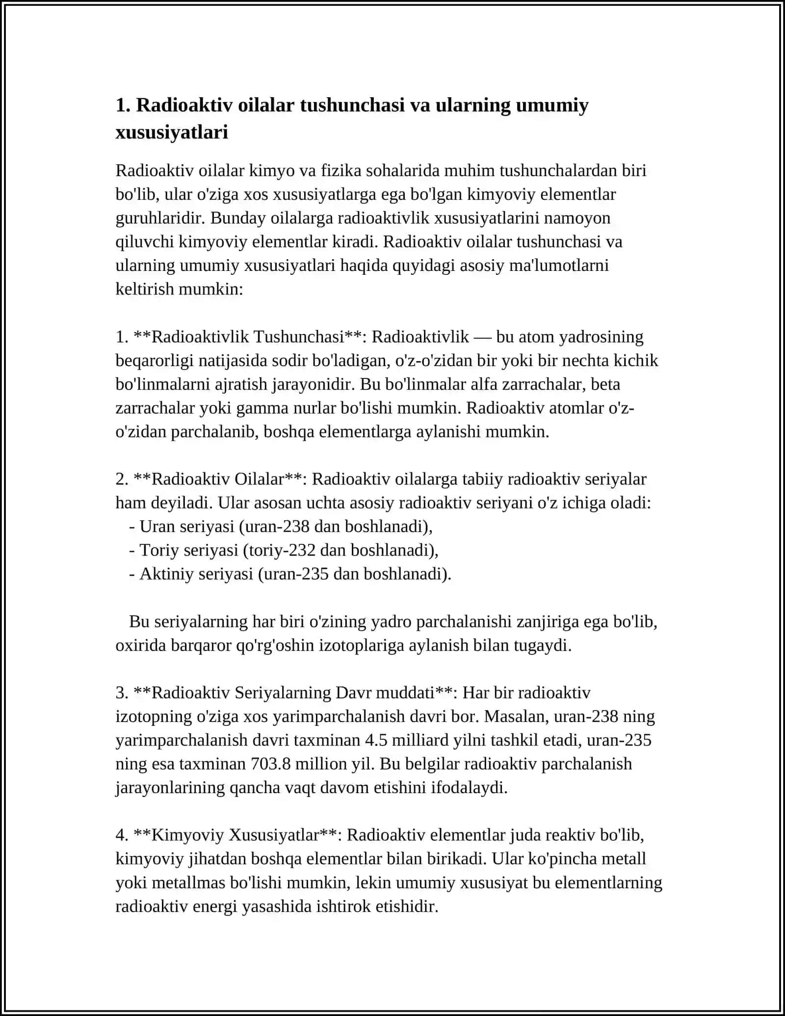 RADIOAKTIV OILALAR. SUNʼIY RADIOAKTIVLIK 3