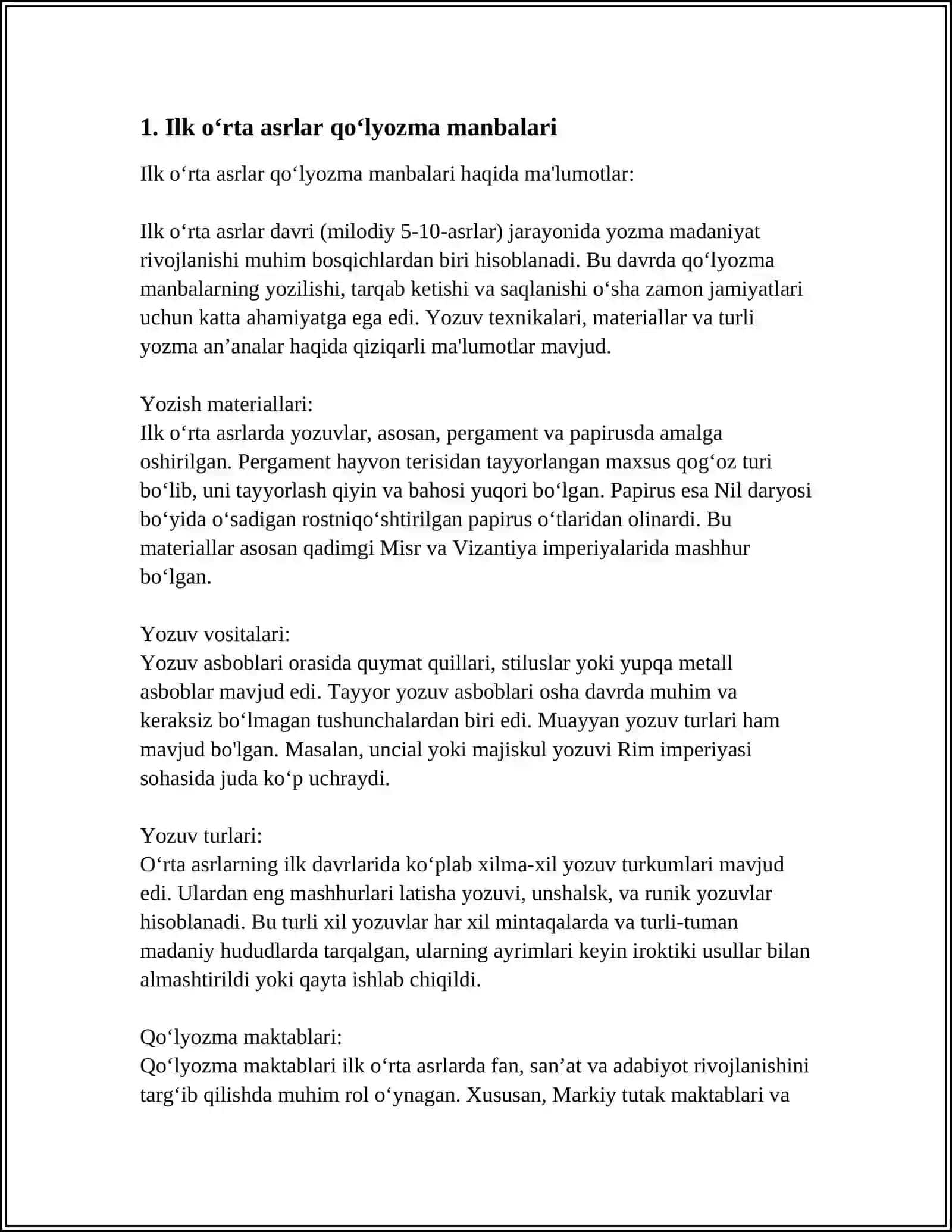 ILK OʻRTA ASRLAR TARIXI MANBALARI 3