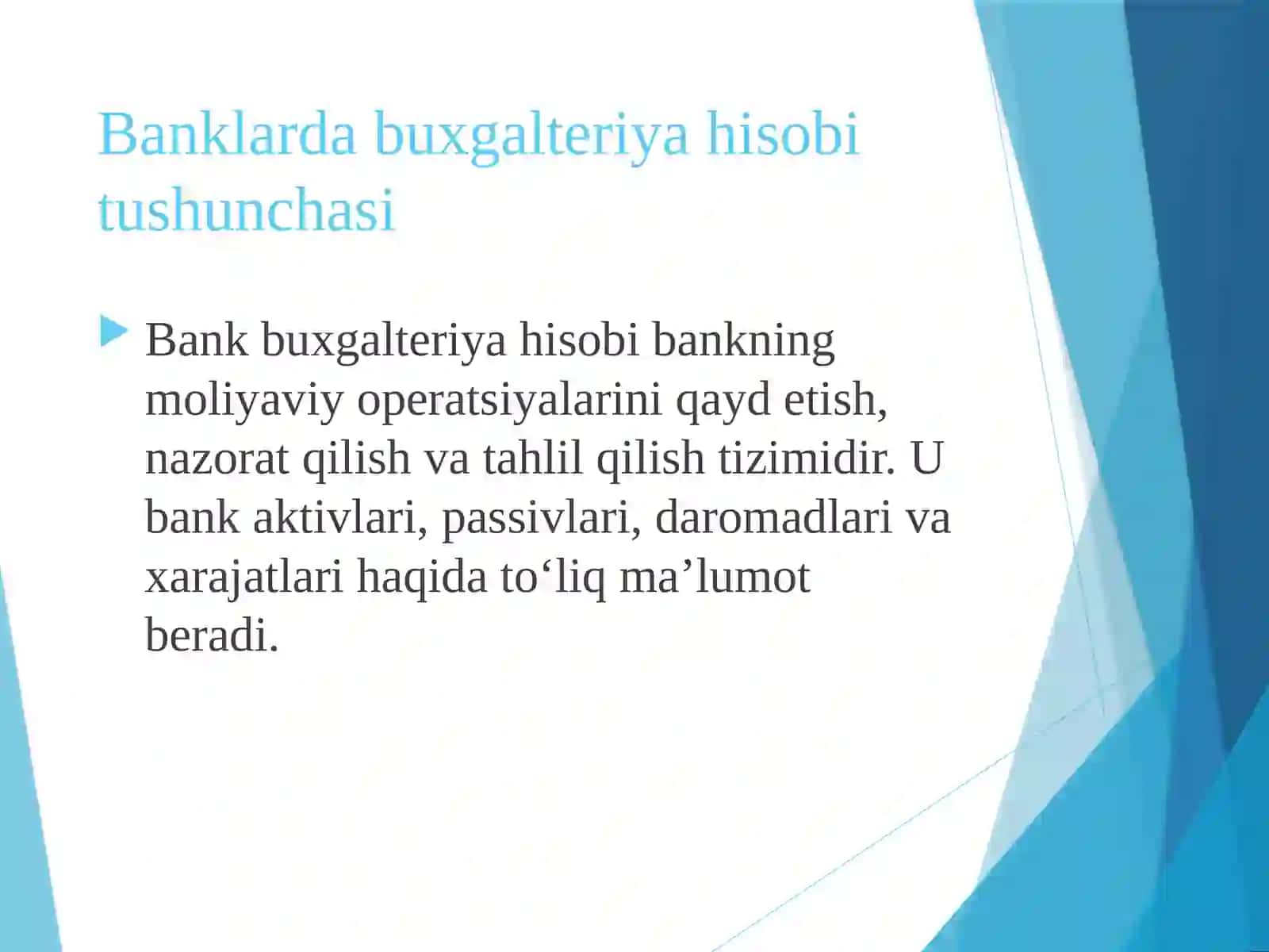 BANKLARDA BUXGALTERIYA HISOBINI TASHKIL QILISH 3
