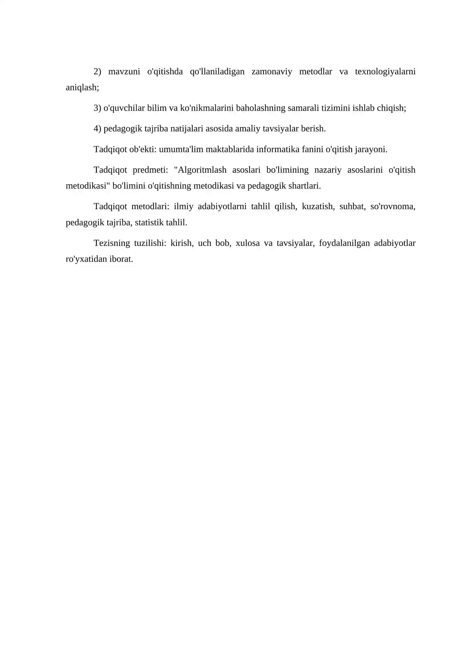 ALGORITMLASH ASOSLARI BO'LIMINING NAZARIY ASOSLARINI O'QITISH METODIKASI 3