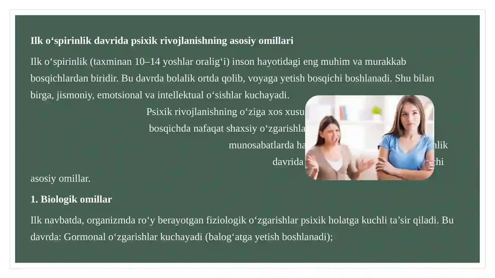 Psixik rivojlanishning asosiy omillari ilk oʻspirinlik davrda kasbga yoʻnaltirish muammosi 3