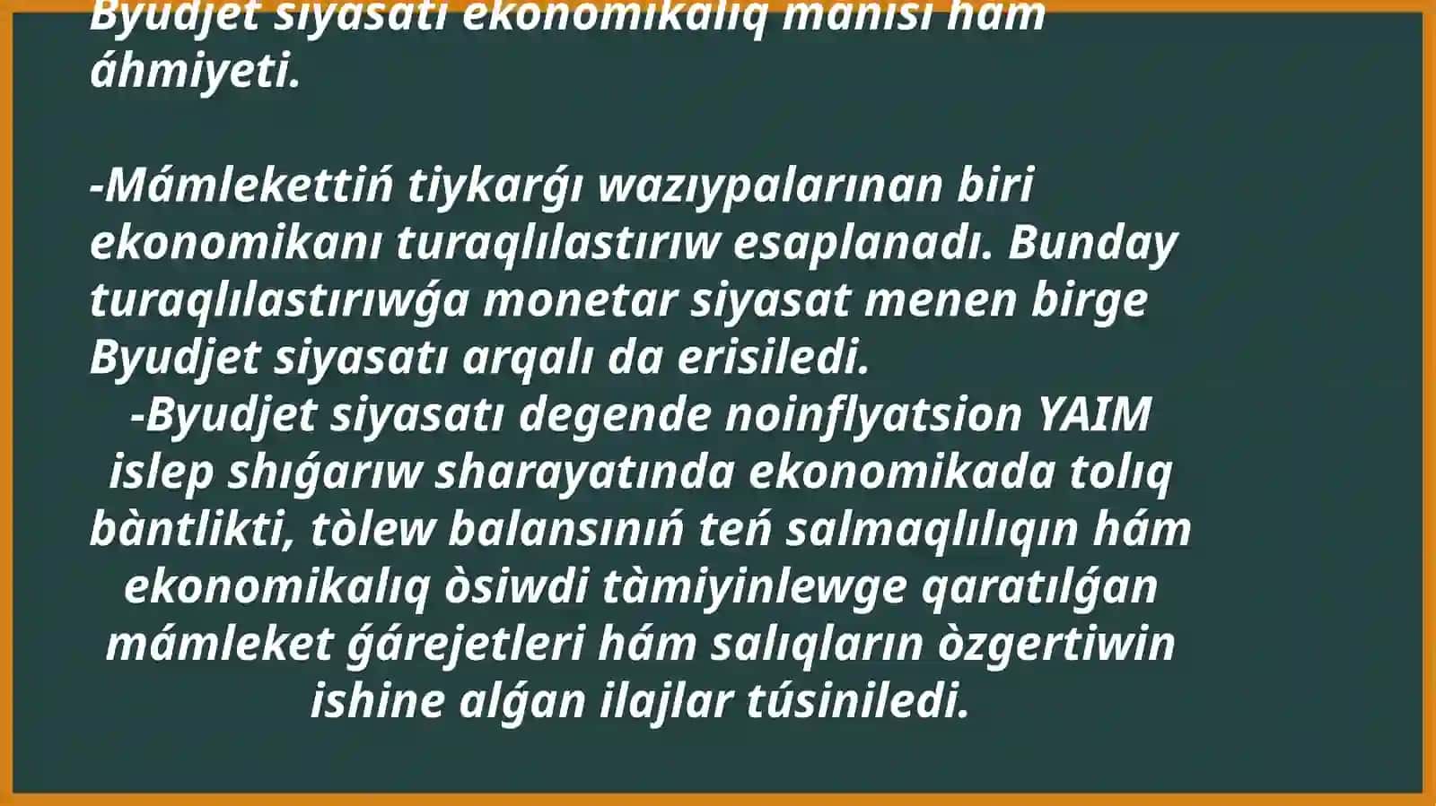 Byudjet siyasattıñ ekonomikalıq àhmiyeti hàm zàrùrligi 3