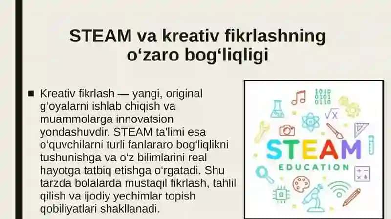 STEAM talimni fan bilan integratsiyalash orqali bolalarda kreativ fikrlash qobilyatlarni shakllantir 3
