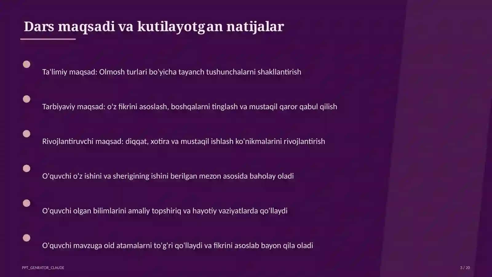 Olmosh turlari (6-sinf) 3