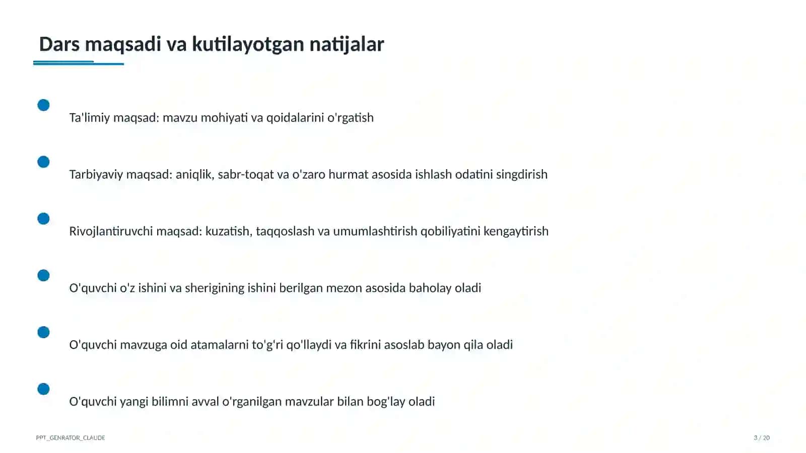 Dolzarb mavzular — maktab va o'qituvchilar (2026) — takrorlash darsi uchun 3