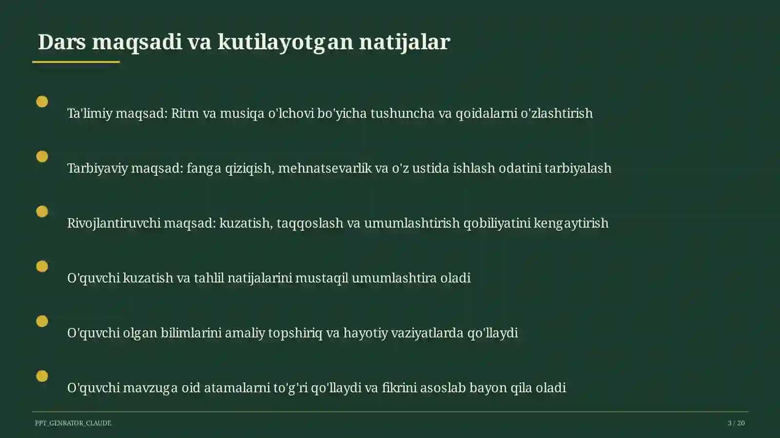 Ritm va musiqa o'lchovi (3-sinf) 3