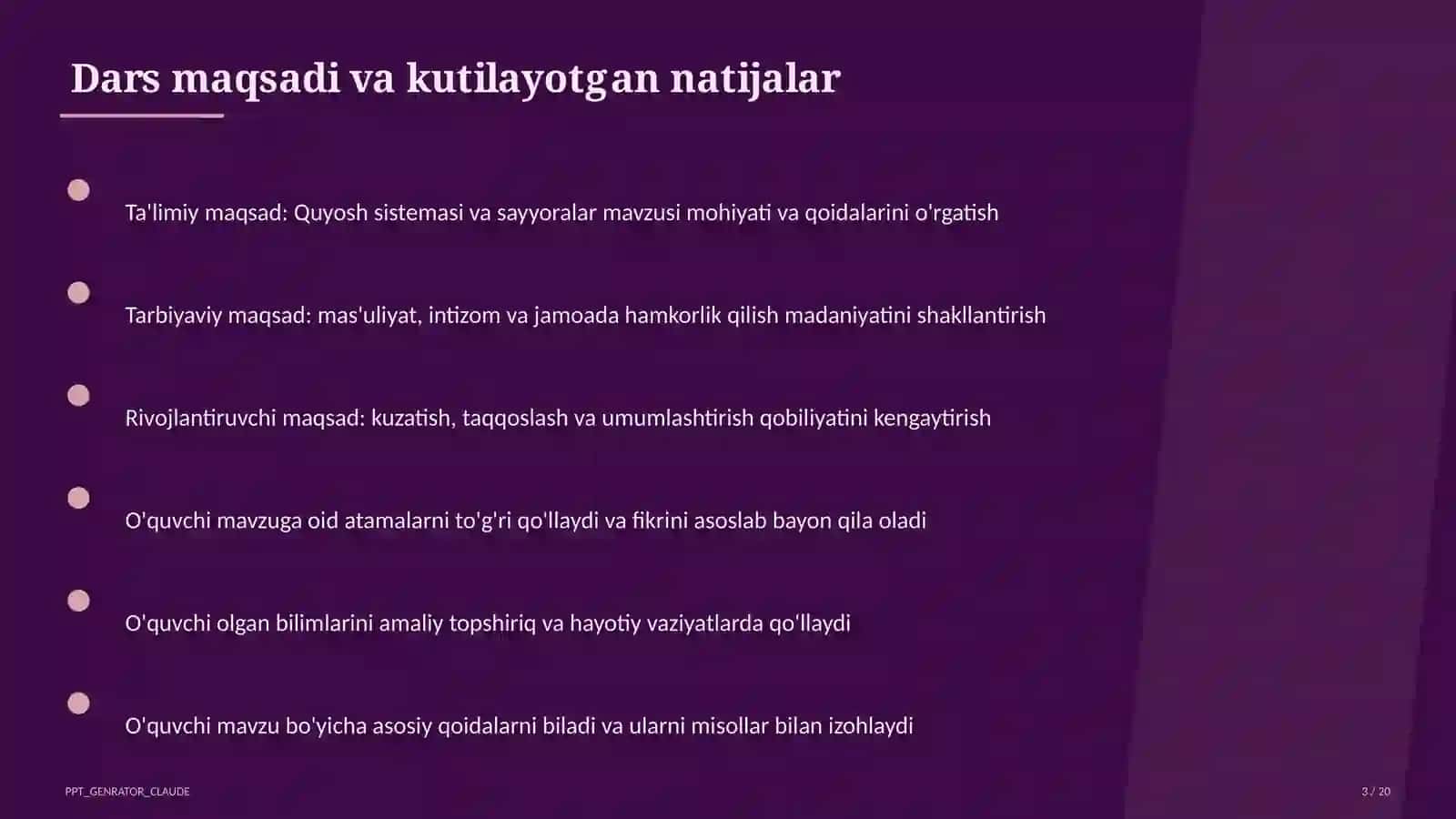 Quyosh sistemasi va sayyoralar (4-sinf) 3