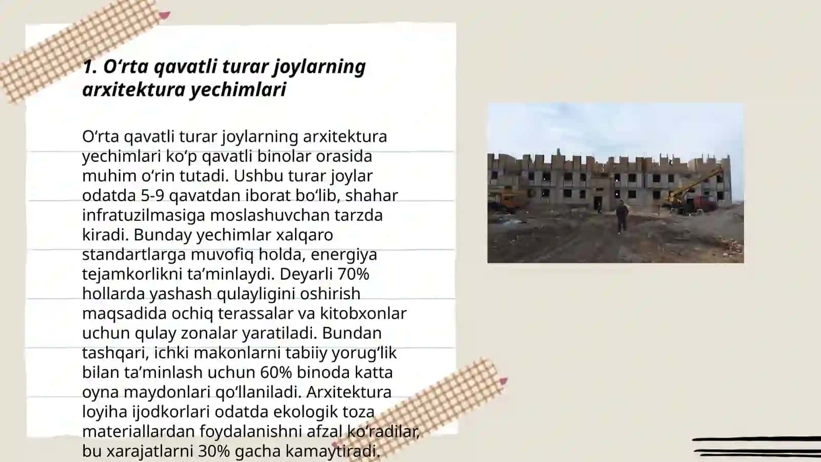 Oʻrta qavatli turar joylarning tipologiyasi 3