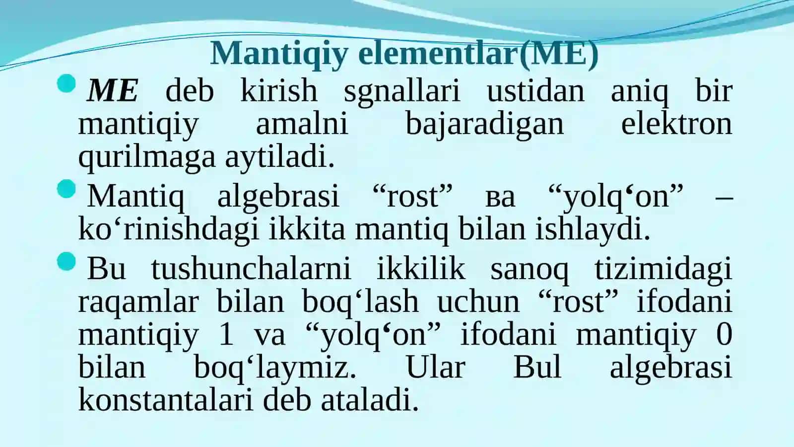 Mantiqiy elementlar 3
